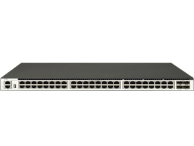 48 個 1GE Base-T 端口，4 個 10GE SFP+端口，三層以太網(wǎng)交換機(jī)